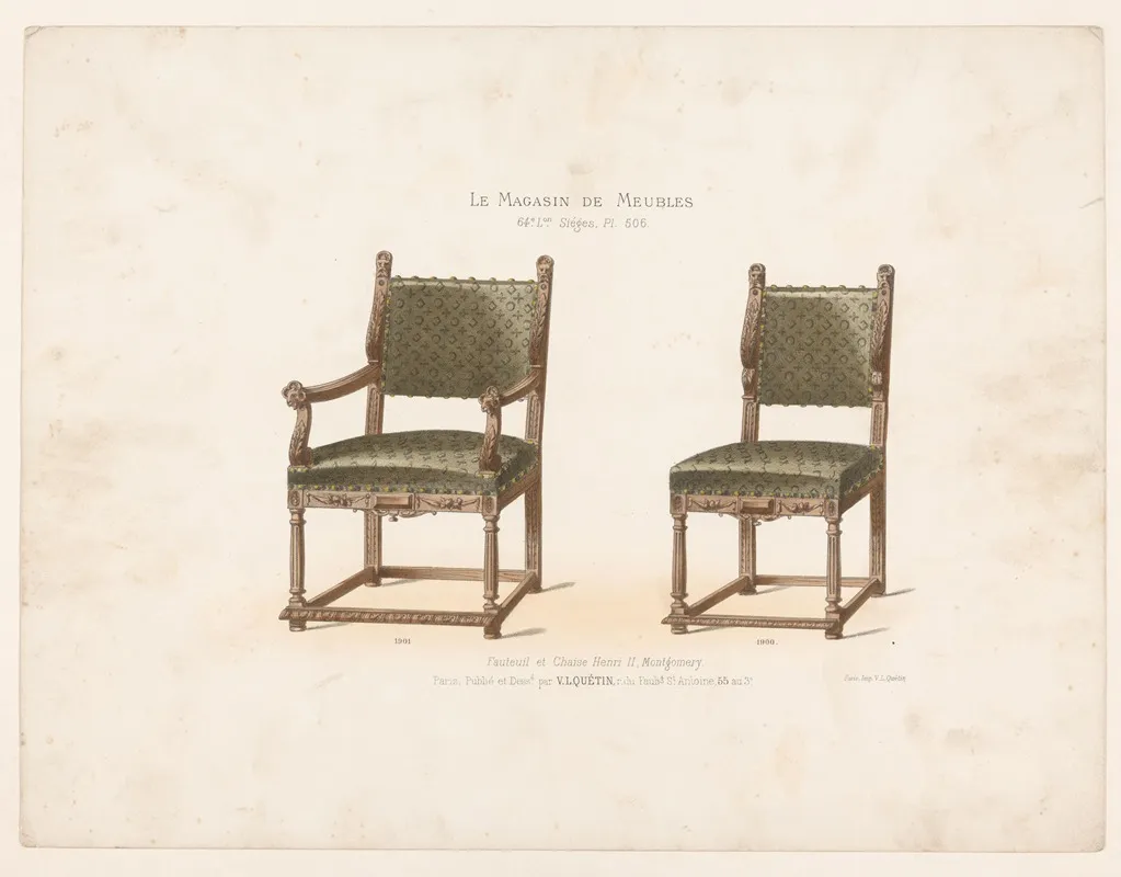 Fauteuil Et Chaise Henri Ii Montgomery Wall Art by Victor Léon Michel Quétin - High-Resolution Digital Print
