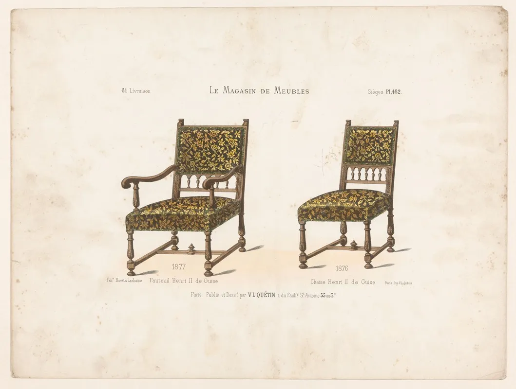 Fauteuil Henri Ii De Guise Chaise Henri Ii De Guise Wall Art by Victor Léon Michel Quétin - High-Resolution Digital Print