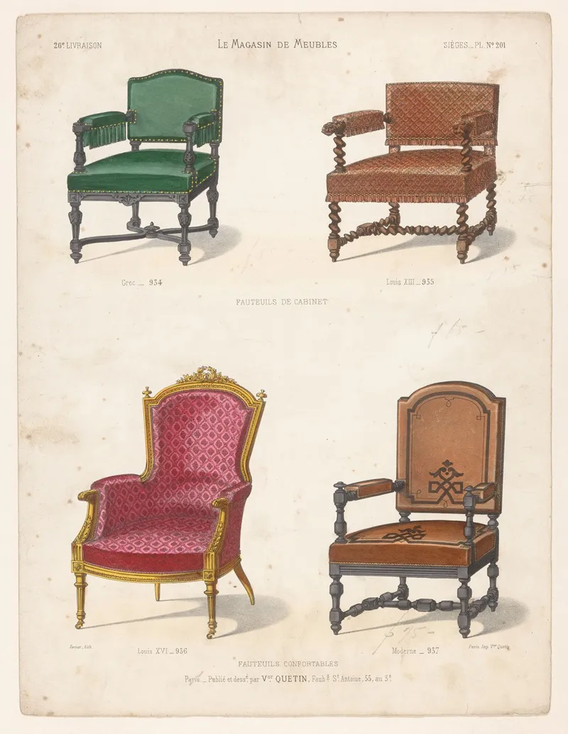 Fauteuils De Cabinet Fauteuils Confortables Wall Art by Victor Léon Michel Quétin - High-Resolution Digital Print