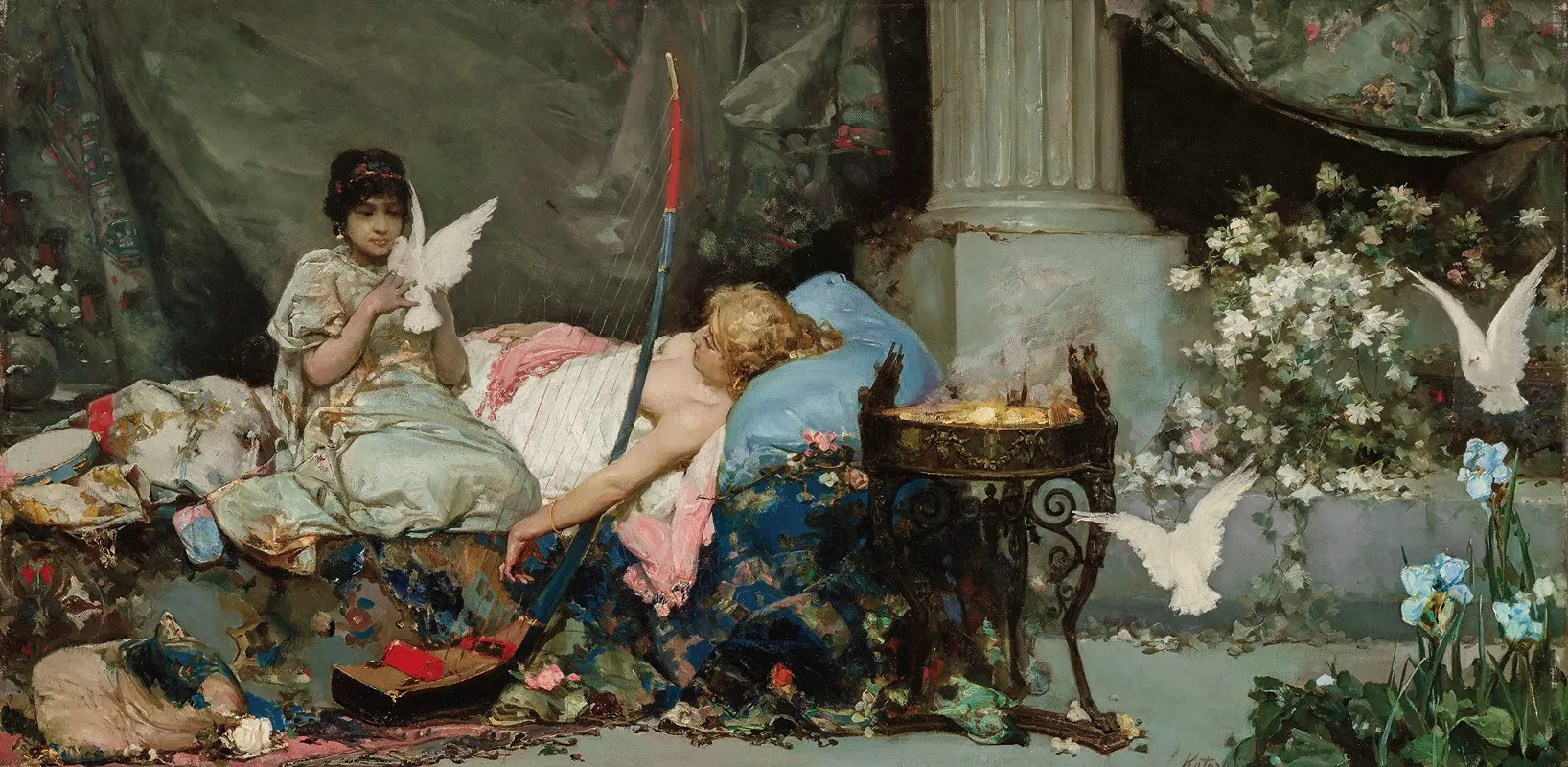 Favorite Of The Seraglio With Her Handmaiden Wall Art by Vasilii Kotarbinsky - High-Resolution Digital Print