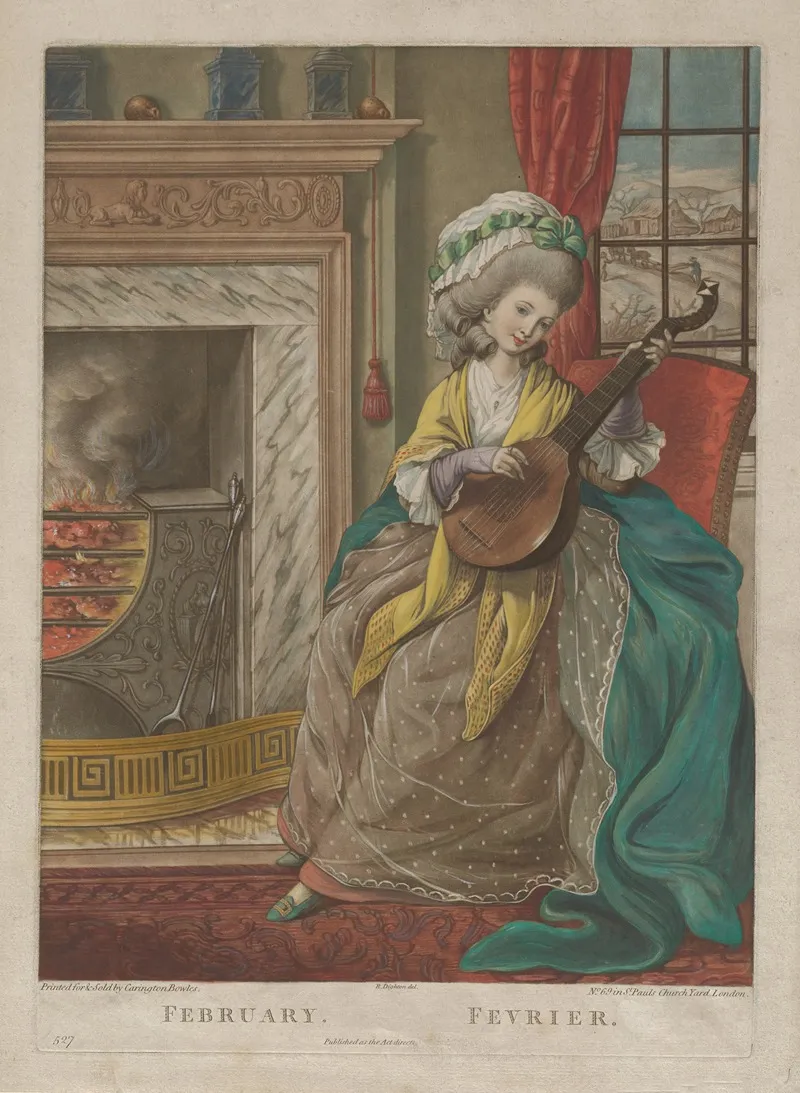 February From The Twelve Months Wall Art by Robert Dighton - High-Resolution Digital Print