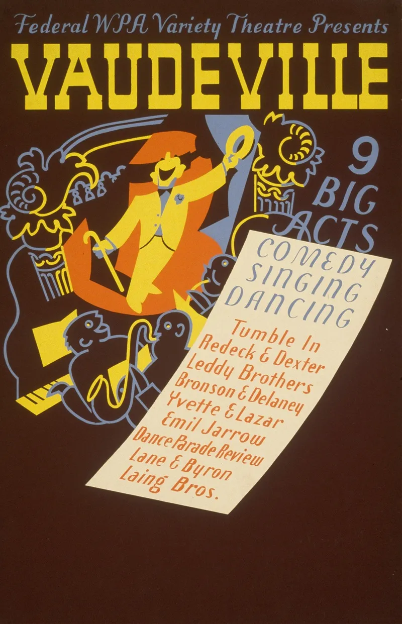 Federal Wpa Variety Theatre Presents Vaudeville 9 Big Acts Wall Art by Richard Halls - High-Resolution Digital Print