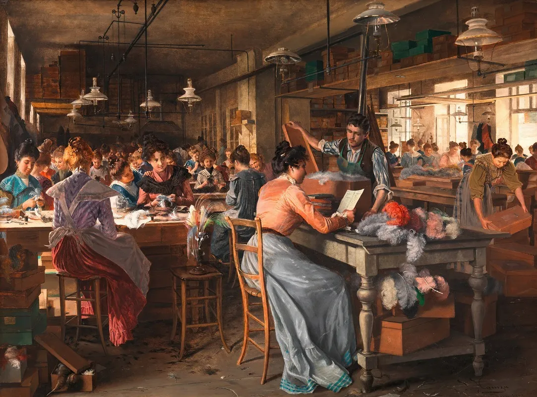 Federnschmuckfabrik Wall Art by Johann Hamza - High-Resolution Digital Print