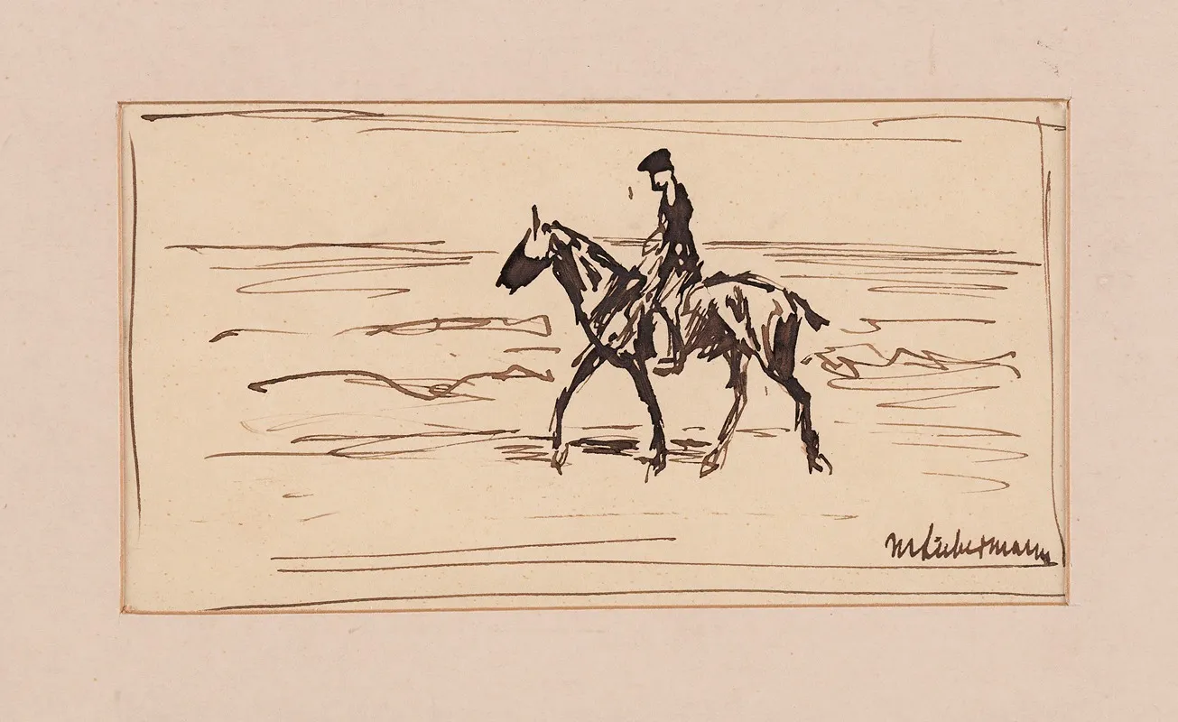Federzeichnung Reiter Am Strand Wall Art by Max Liebermann - High-Resolution Digital Print