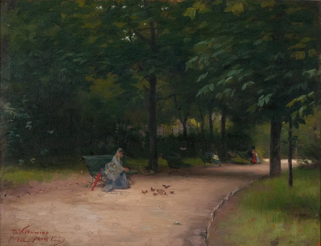 Feeding Birds In The Park Wall Art by Paul Peel - High-Resolution Digital Print