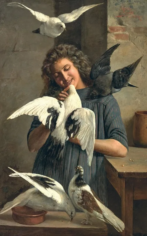 Feeding The Doves 2 Wall Art by Claudio Rinaldi - High-Resolution Digital Print