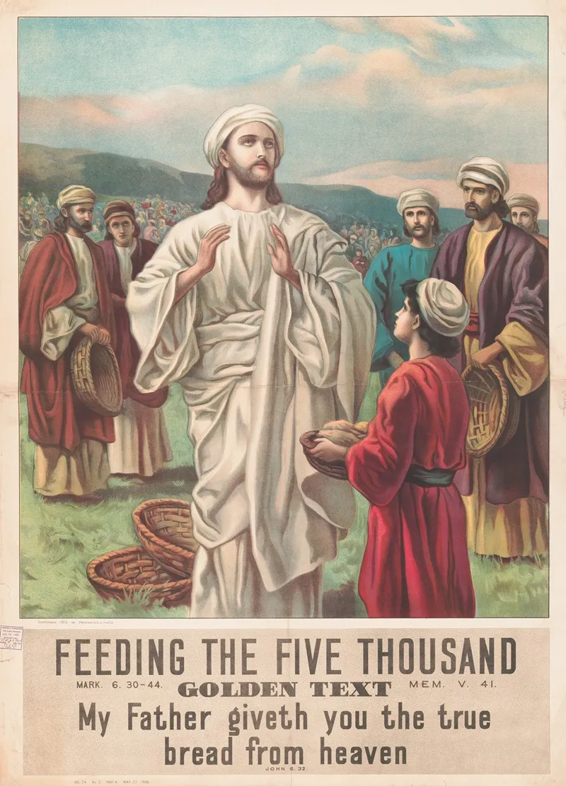 Feeding The Five Thousand 2 Wall Art by Providence Lith. Co - High-Resolution Digital Print