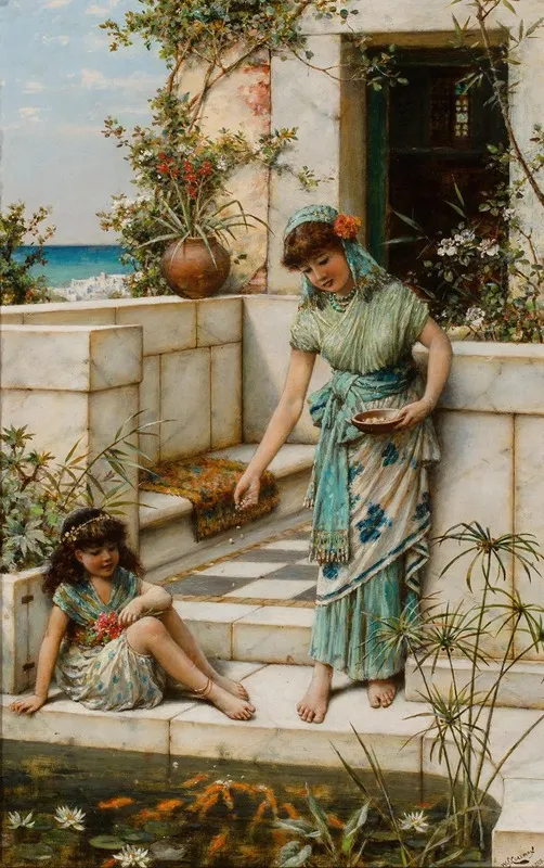 Feeding The Goldfish Wall Art by William Stephen Coleman - High-Resolution Digital Print