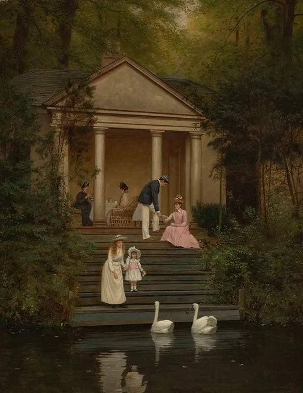Feeding The Swans 2 Wall Art by Edith Hayllar - High-Resolution Digital Print