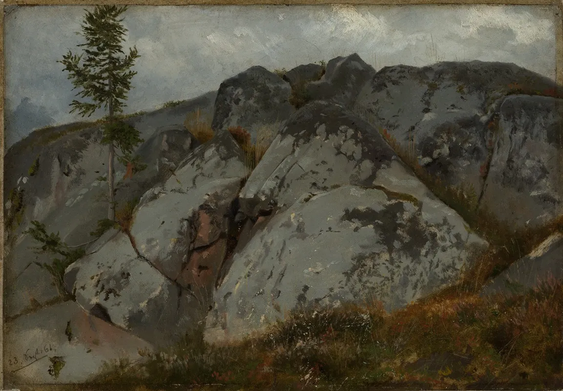 Felsblocke Mit Tannchen Wall Art by Hans Thoma - High-Resolution Digital Print