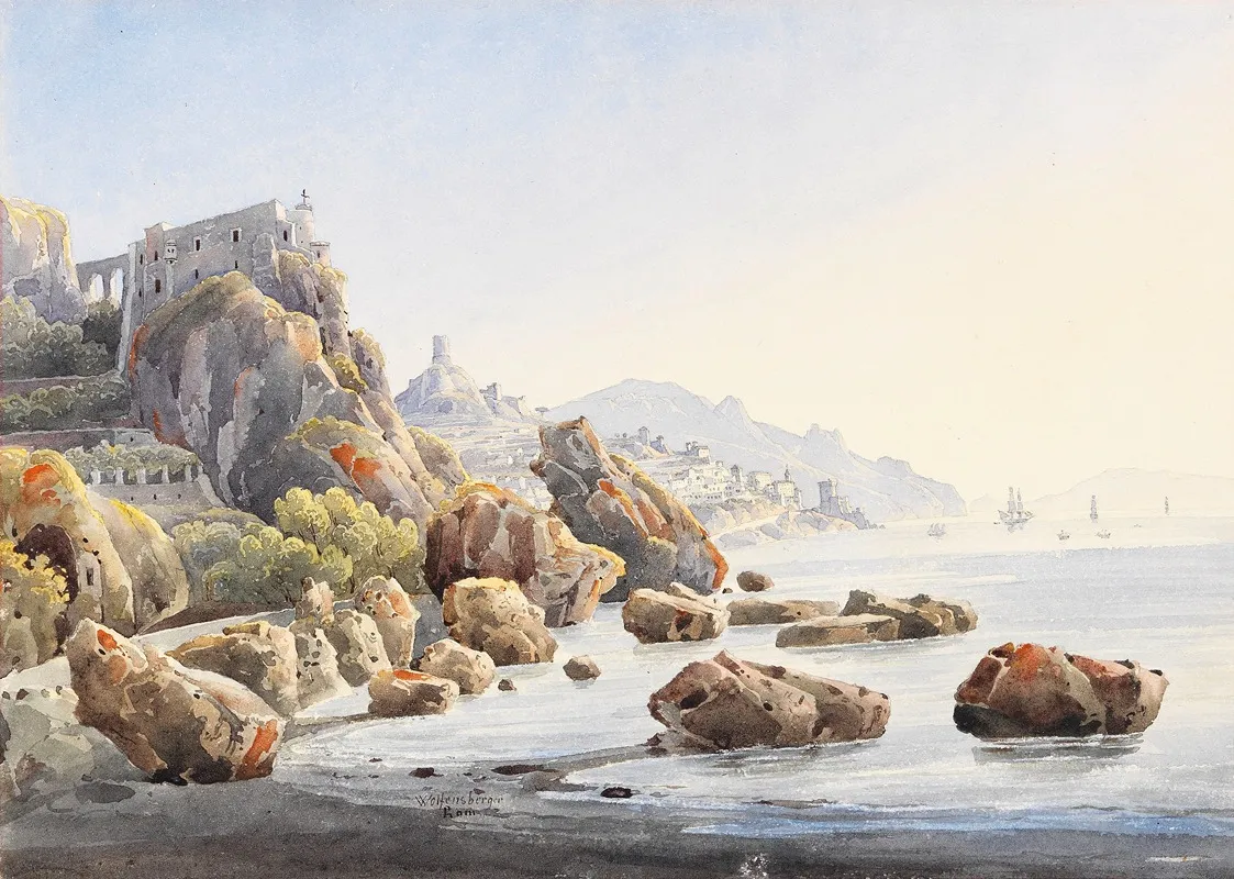 Felsenkuste Bei Amalfi Wall Art by Johann Jakob Wolfensberger - High-Resolution Digital Print