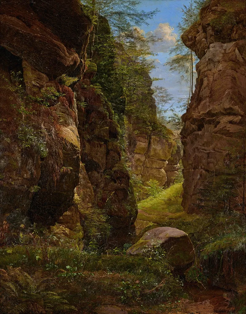 Felsenschlucht Im Uttewalder Grund In Der Sachsischen Schweiz Wall Art by August Heinrich - High-Resolution Digital Print