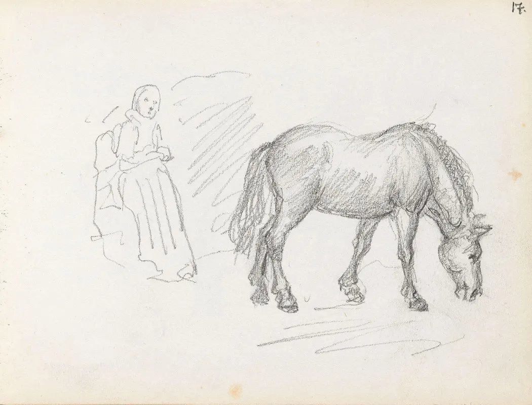 Female Figure And Horse Wall Art by Adolph Tidemand - High-Resolution Digital Print