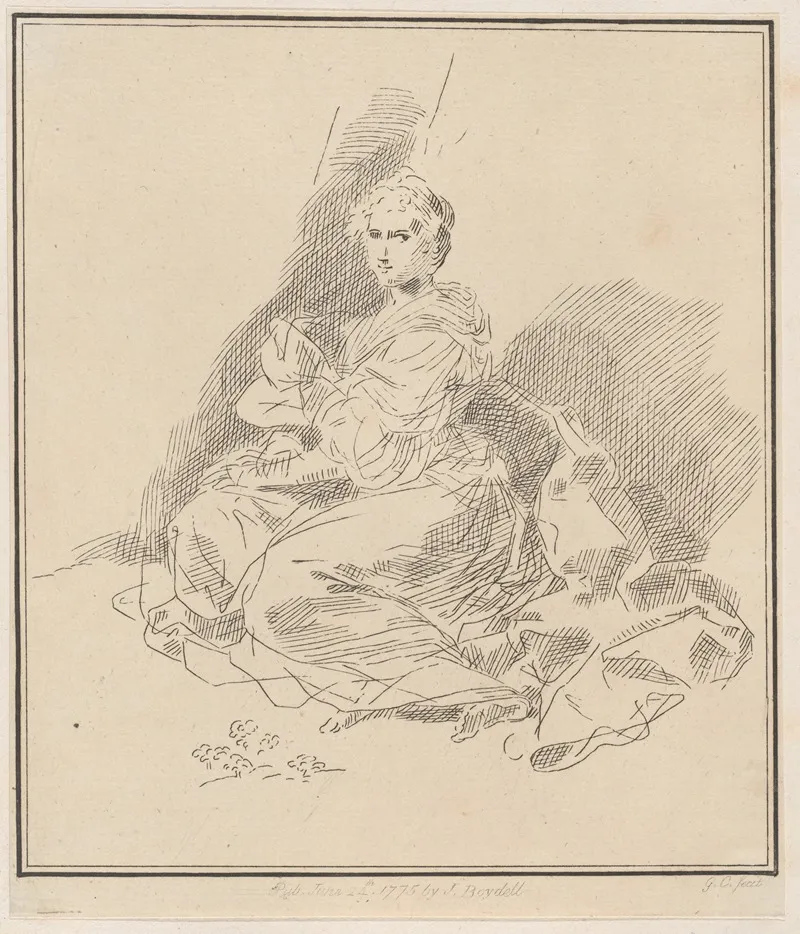 Female Figure Seated In A Long Dress Wall Art by Giuseppe Canale - High-Resolution Digital Print