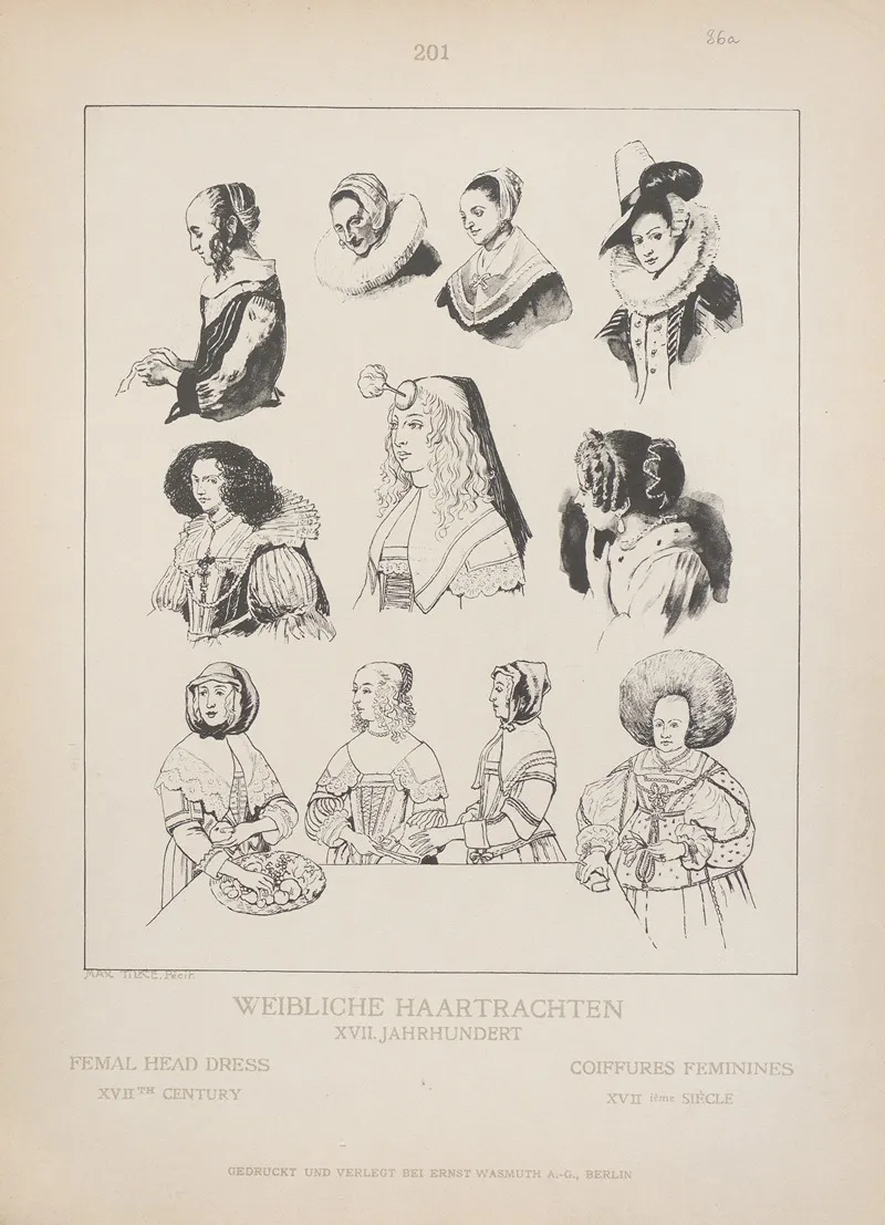 Female Head Dress Xviith Century Wall Art by Adolf Rosenberg - High-Resolution Digital Print