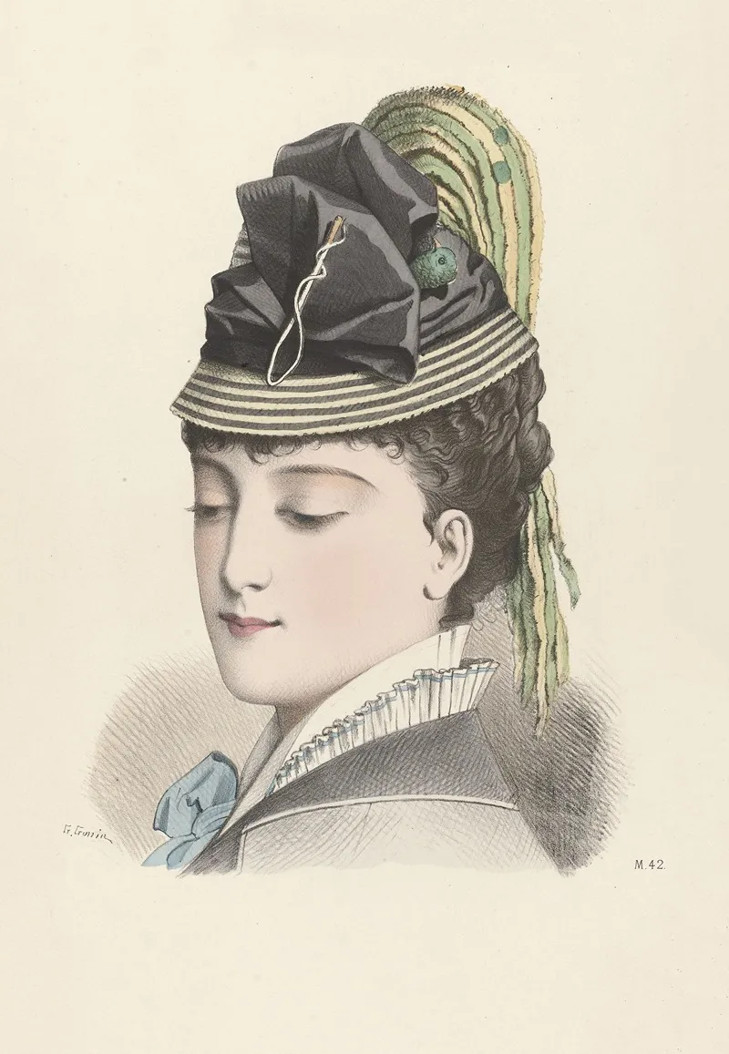 Female Head With Hat And Hat Pin Wall Art by Guido Gonin - High-Resolution Digital Print