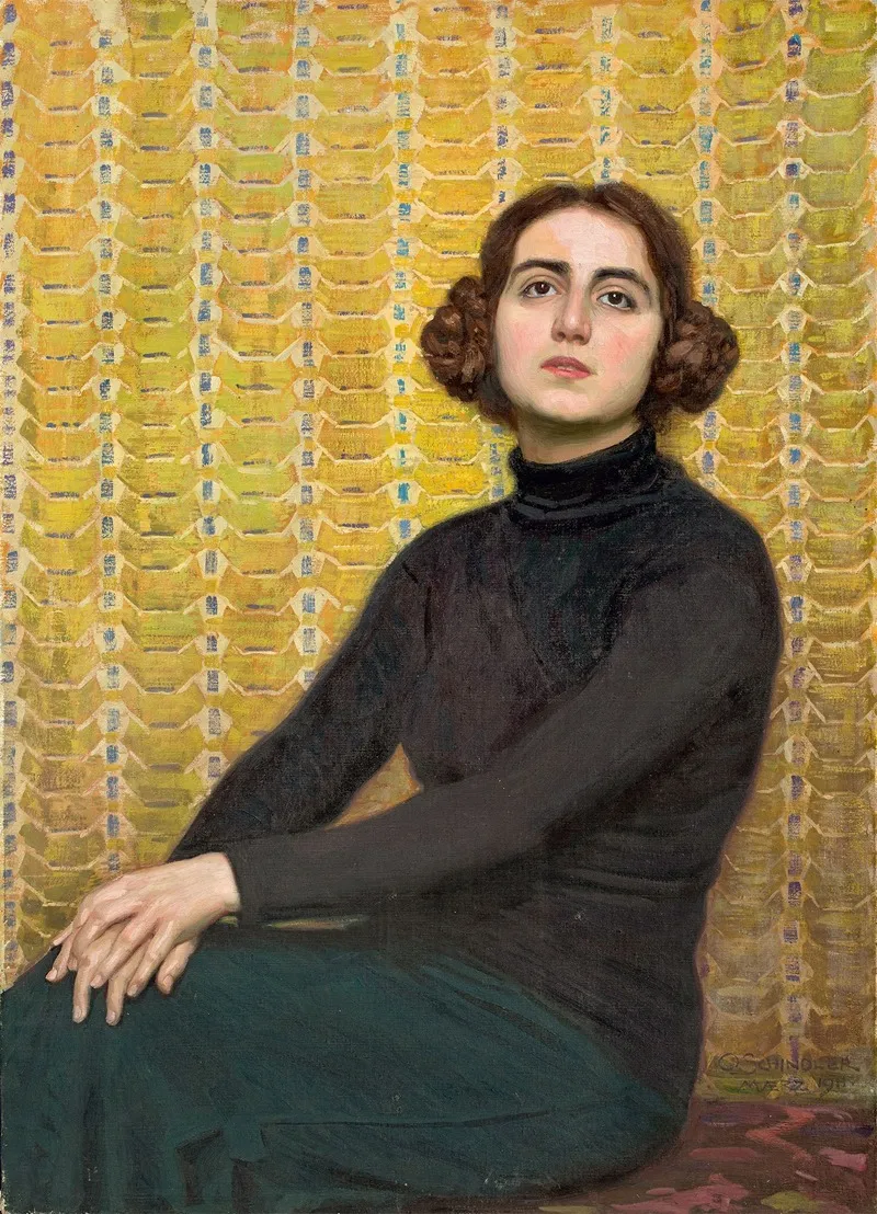 Female Model With Yellow Background Wall Art by Osmar Schindler - High-Resolution Digital Print
