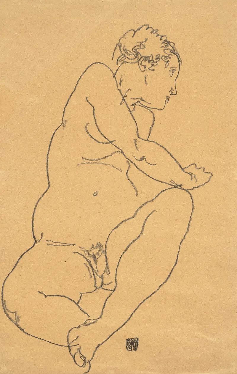 Female Nude Bending To The Left