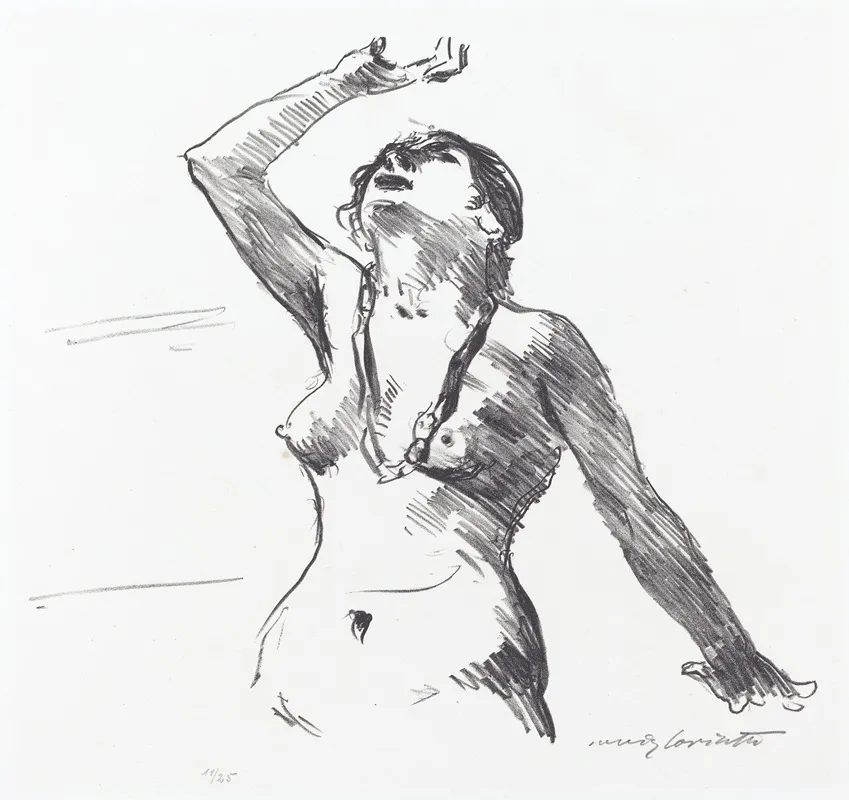 Female Nude Defending Herself Weiblicher Akt In Abwehr Wall Art by Lovis Corinth - High-Resolution Digital Print