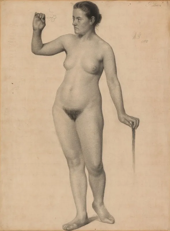 Female Nude Holding A Clover Wall Art by Edwin Wallace Fillmore - High-Resolution Digital Print