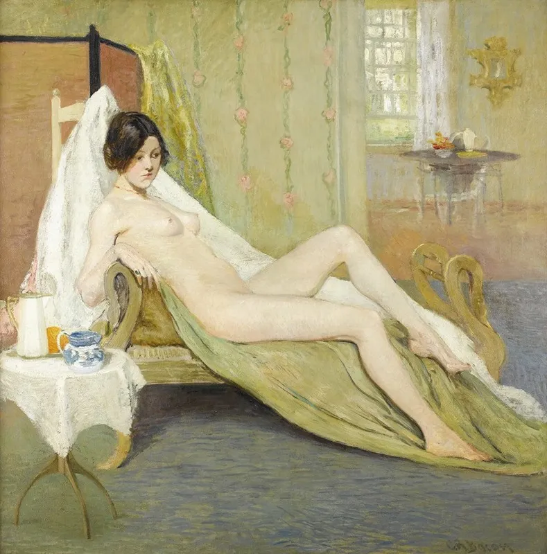 Female Nude In An Interior Wall Art by Charles Roswell Bacon - High-Resolution Digital Print