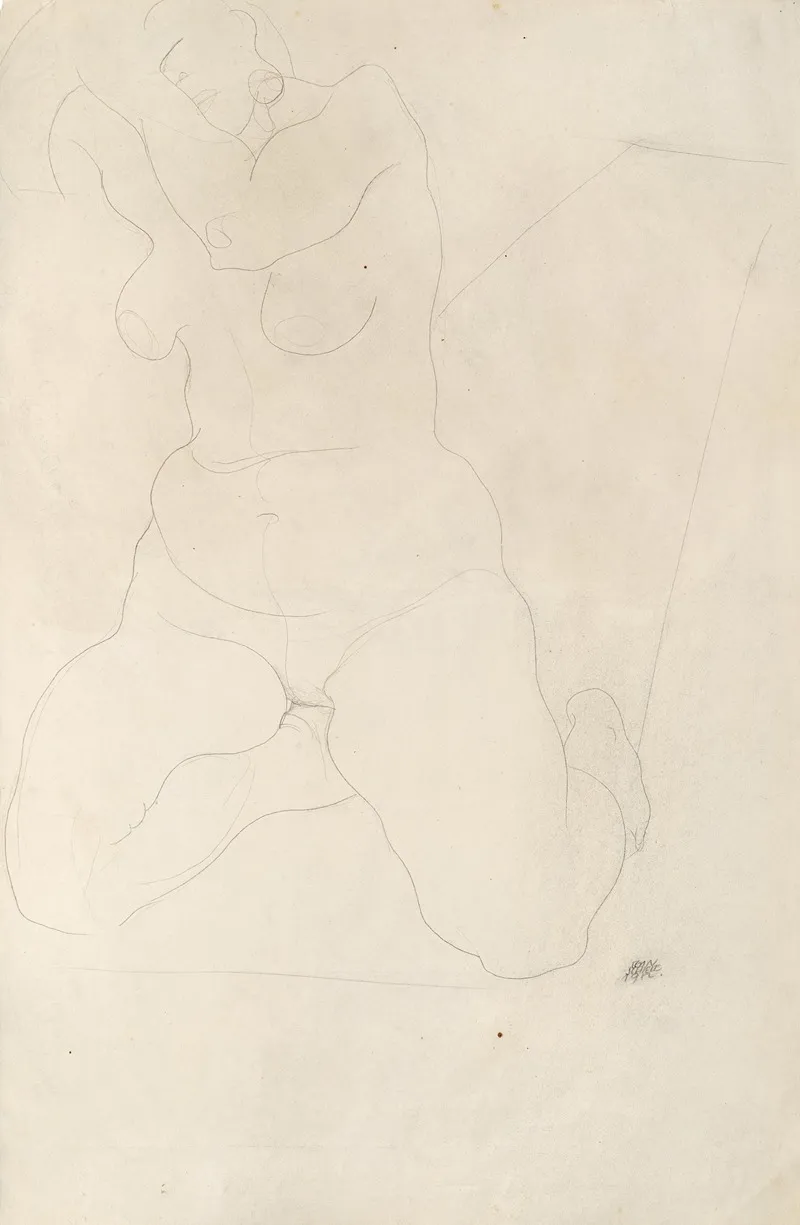 Female Nude Kneeling On Carpet