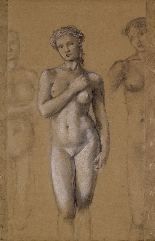 Female Nude Three Studies Possibly For Venus Wall Art by Sir Edward Coley Burne-Jones - High-Resolution Digital Print