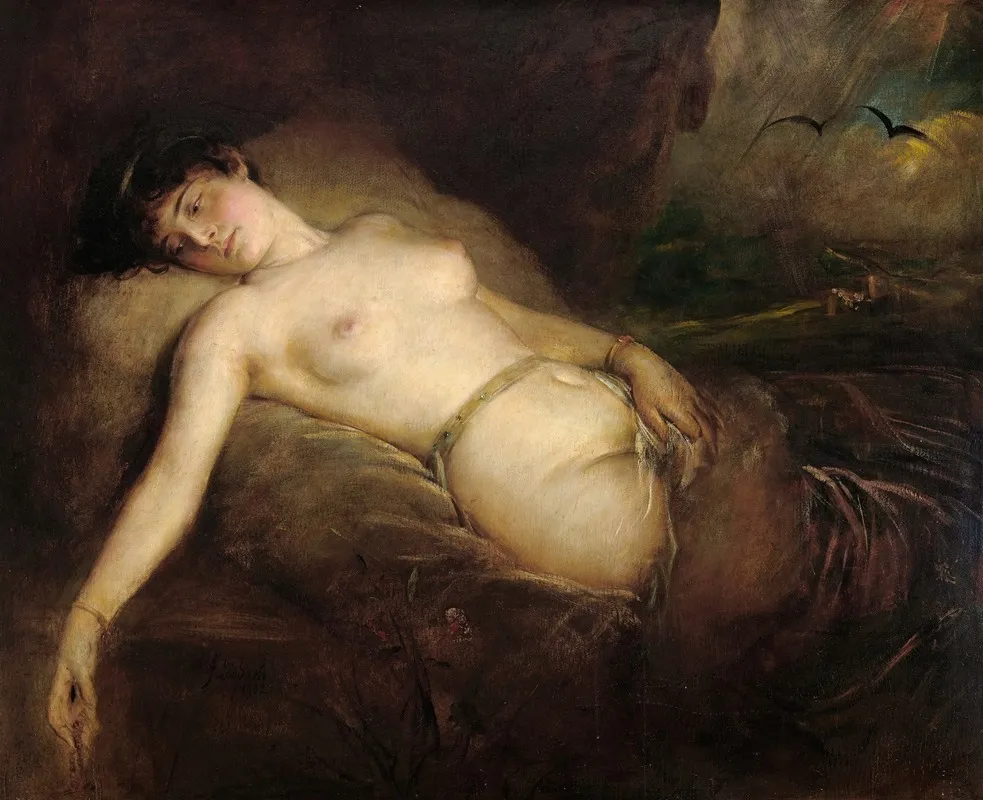 Female Nude Wall Art by Franz von Lenbach - High-Resolution Digital Print