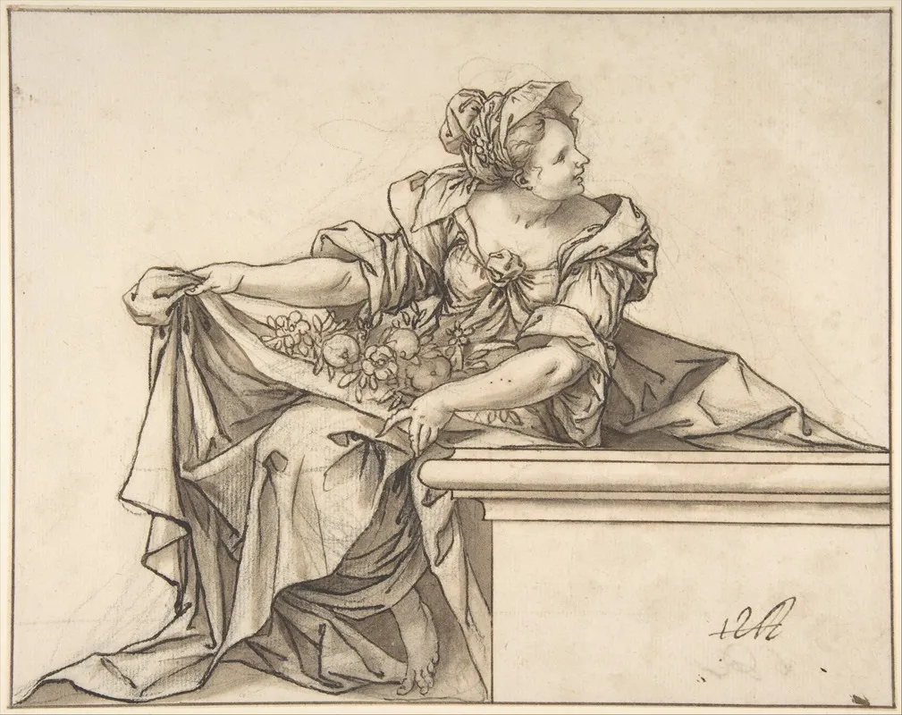 Female Personification Of Summer Or Abundance Wall Art by Sebastián de Herrera-Barnuevo - High-Resolution Digital Print