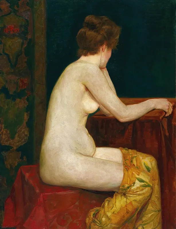 Female Sitting Nude Wall Art by Sigismund Righini - High-Resolution Digital Print