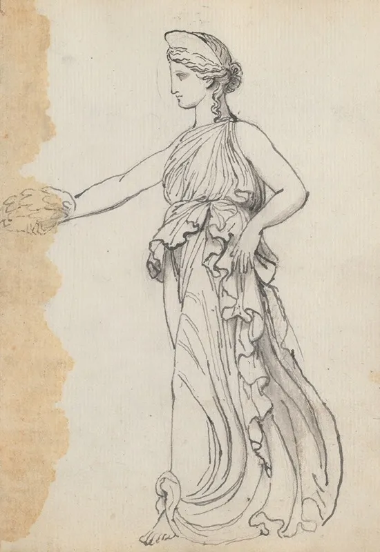 Female Victory Figure Striding Forward Holding A Wreath