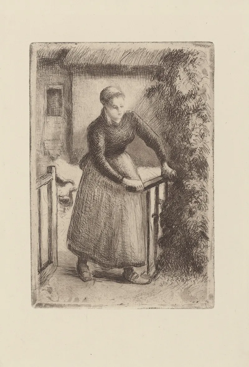 Femme A La Barriere Wall Art by Camille Pissarro - High-Resolution Digital Print