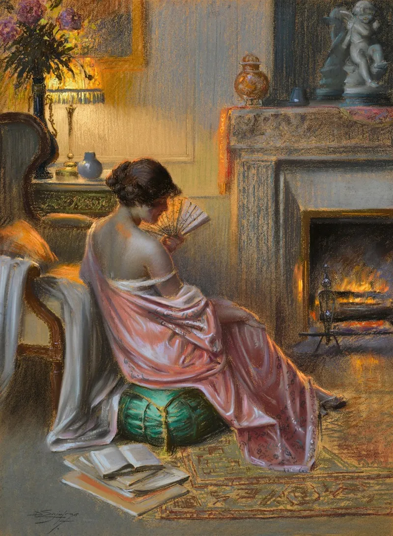 Femme A Leventail 3 Wall Art by Delphin Enjolras - High-Resolution Digital Print