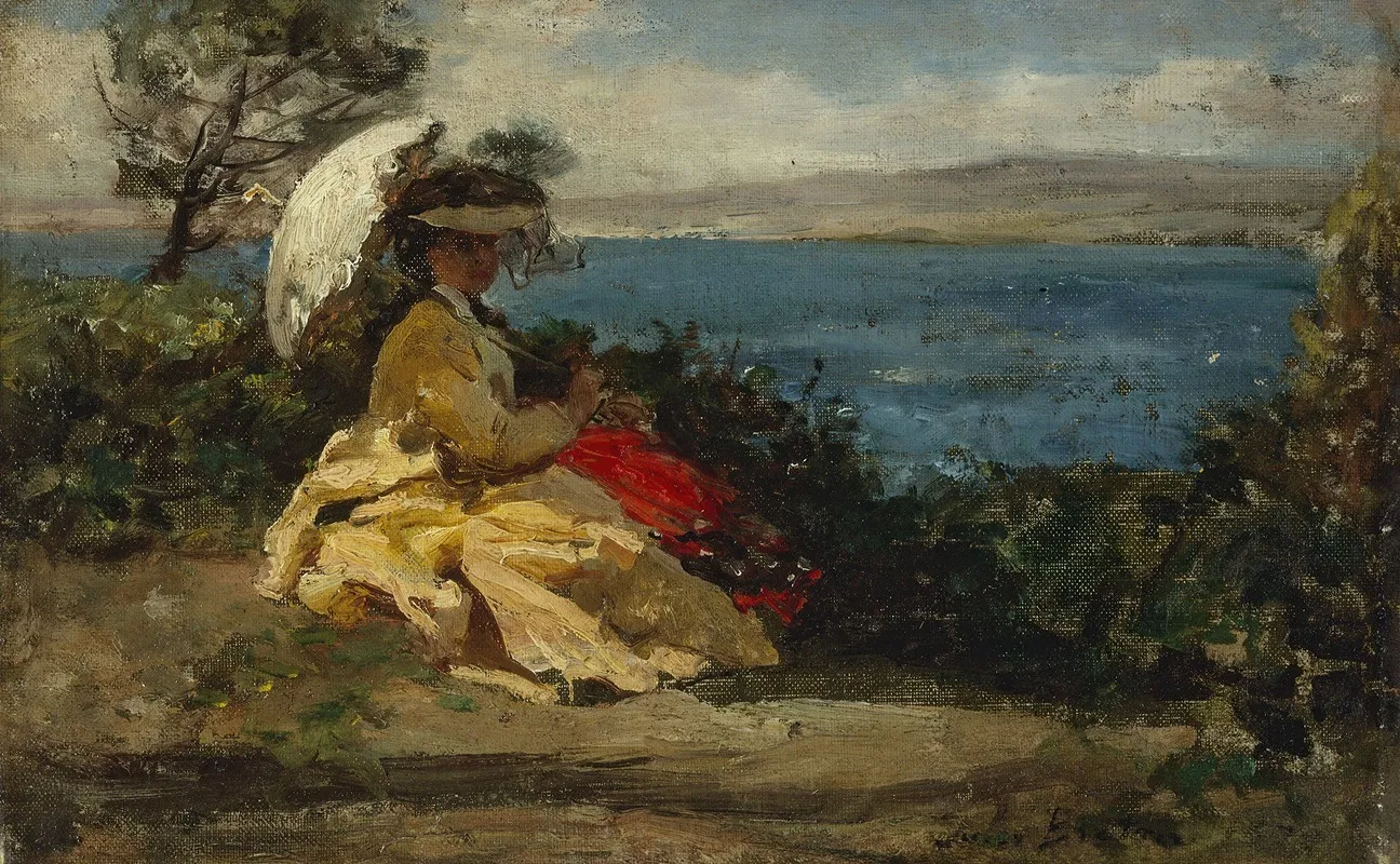 Femme A Lombrelle Baie De Douarnenez