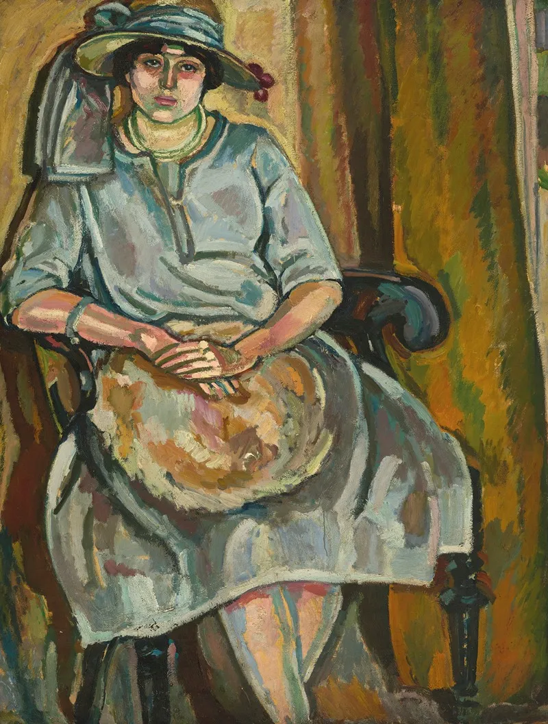 Femme Assise Au Grand Chapeau Wall Art by Maurice-Albert Loutreuil - High-Resolution Digital Print