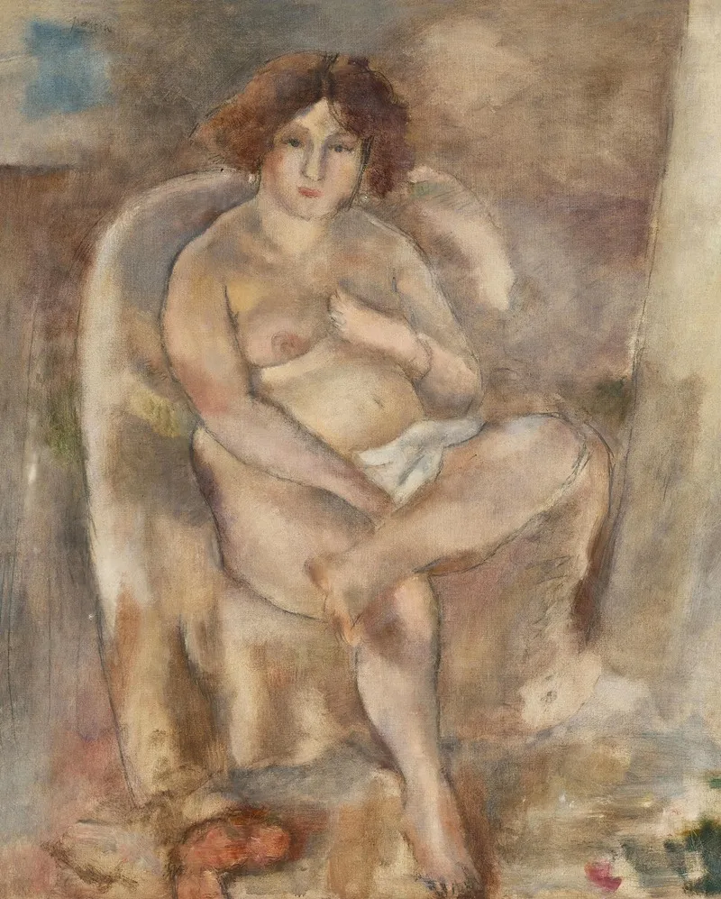 Femme Assise Dans Un Fauteuil 2 Wall Art by Jules Pascin - High-Resolution Digital Print