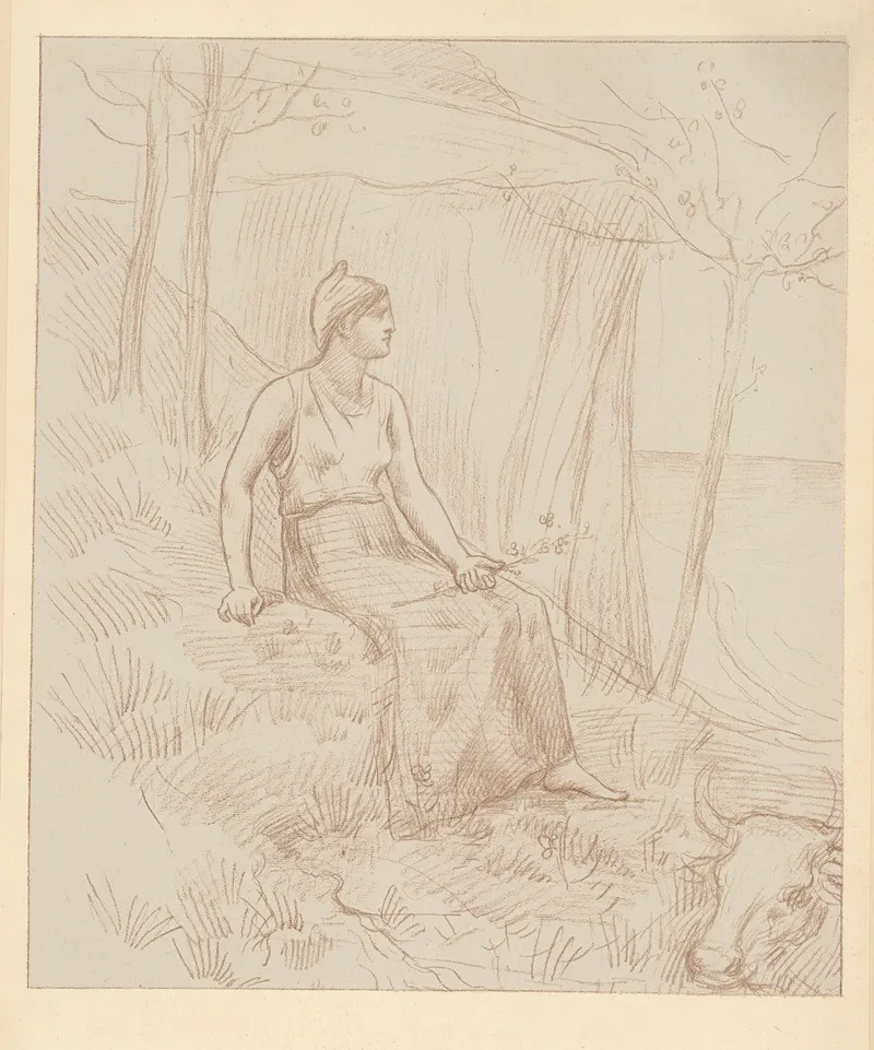 Femme Assise Dans Un Paysage 2 Wall Art by Pierre Puvis de Chavannes - High-Resolution Digital Print