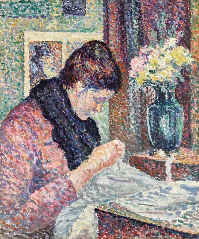 Femme Cousant