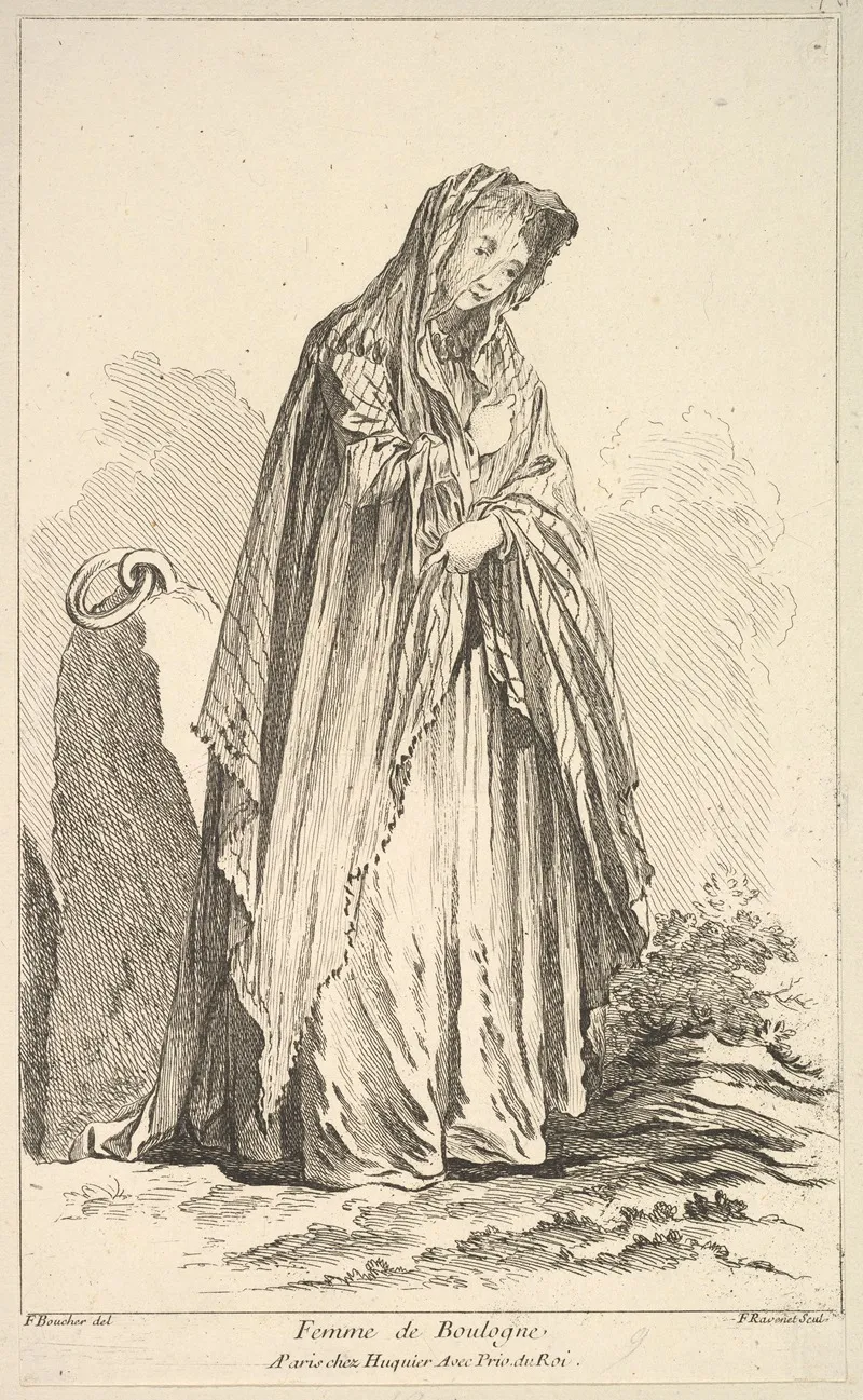 Femme De Boulogne Plate 9 Wall Art by François Boucher - High-Resolution Digital Print