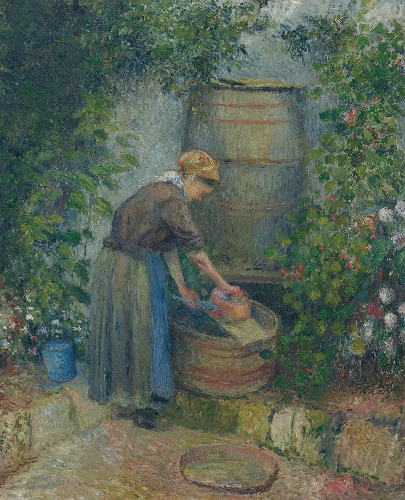 Femme Lavant Une Casserole