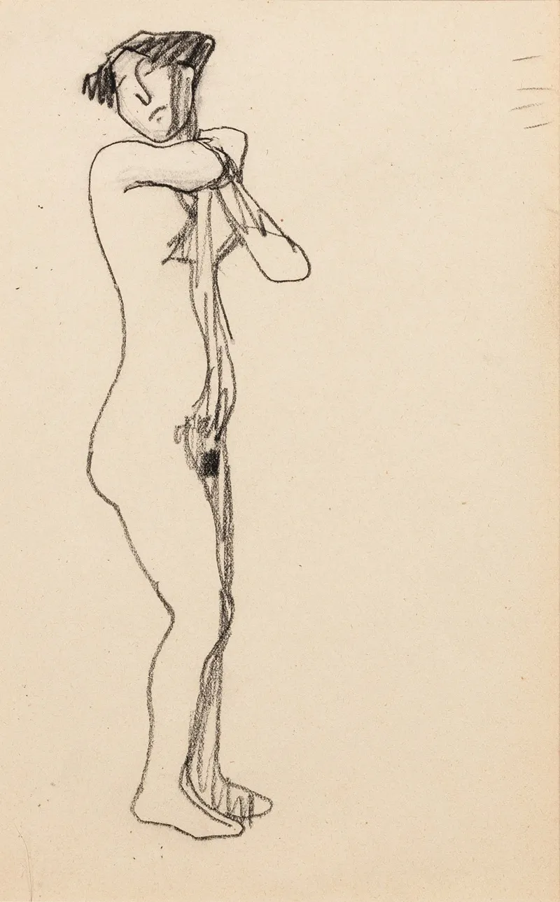 Femme Nue Debout De Trois Quarts Vers La Droite