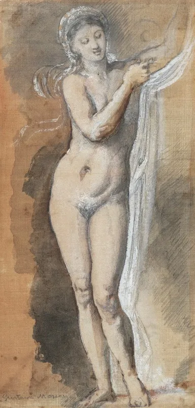 Femme Nue Etude Avec Drap Wall Art by Gustave Moreau - High-Resolution Digital Print