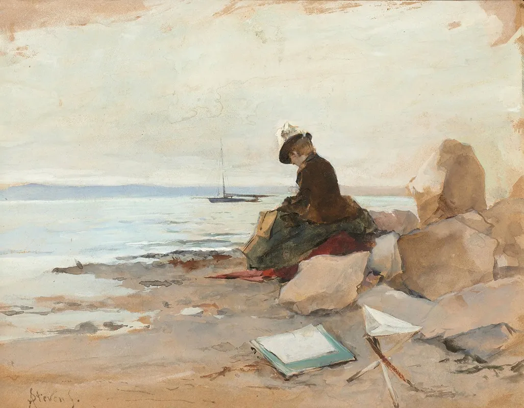 Femme Peintre En Bord De Mer