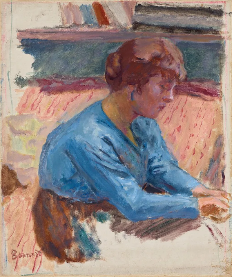 Femme Pensive Au Corsage Bleu Wall Art by Pierre Bonnard - High-Resolution Digital Print