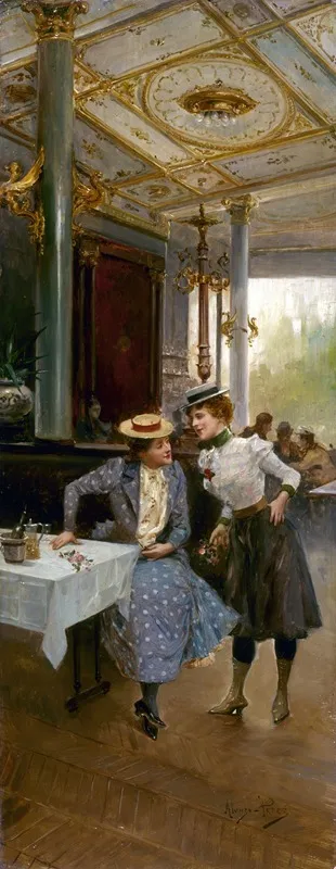 Femmes Au Cafe Wall Art by Mariano Alonso-Pérez - High-Resolution Digital Print