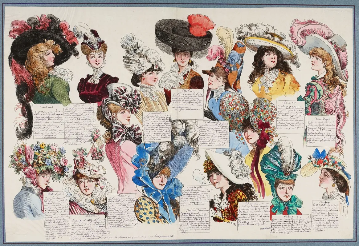 Femmes Et Chapeaux Wall Art by Sahib (Louis Ernest Lesage) - High-Resolution Digital Print