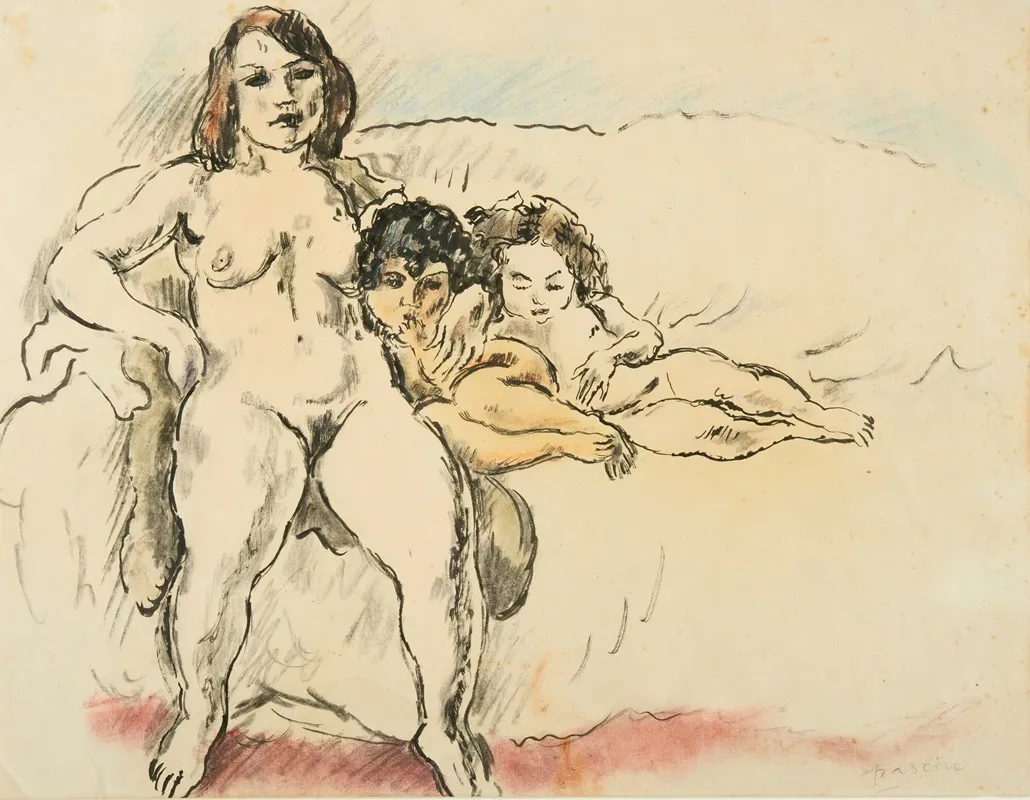 Femmes Et Enfants Wall Art by Jules Pascin - High-Resolution Digital Print