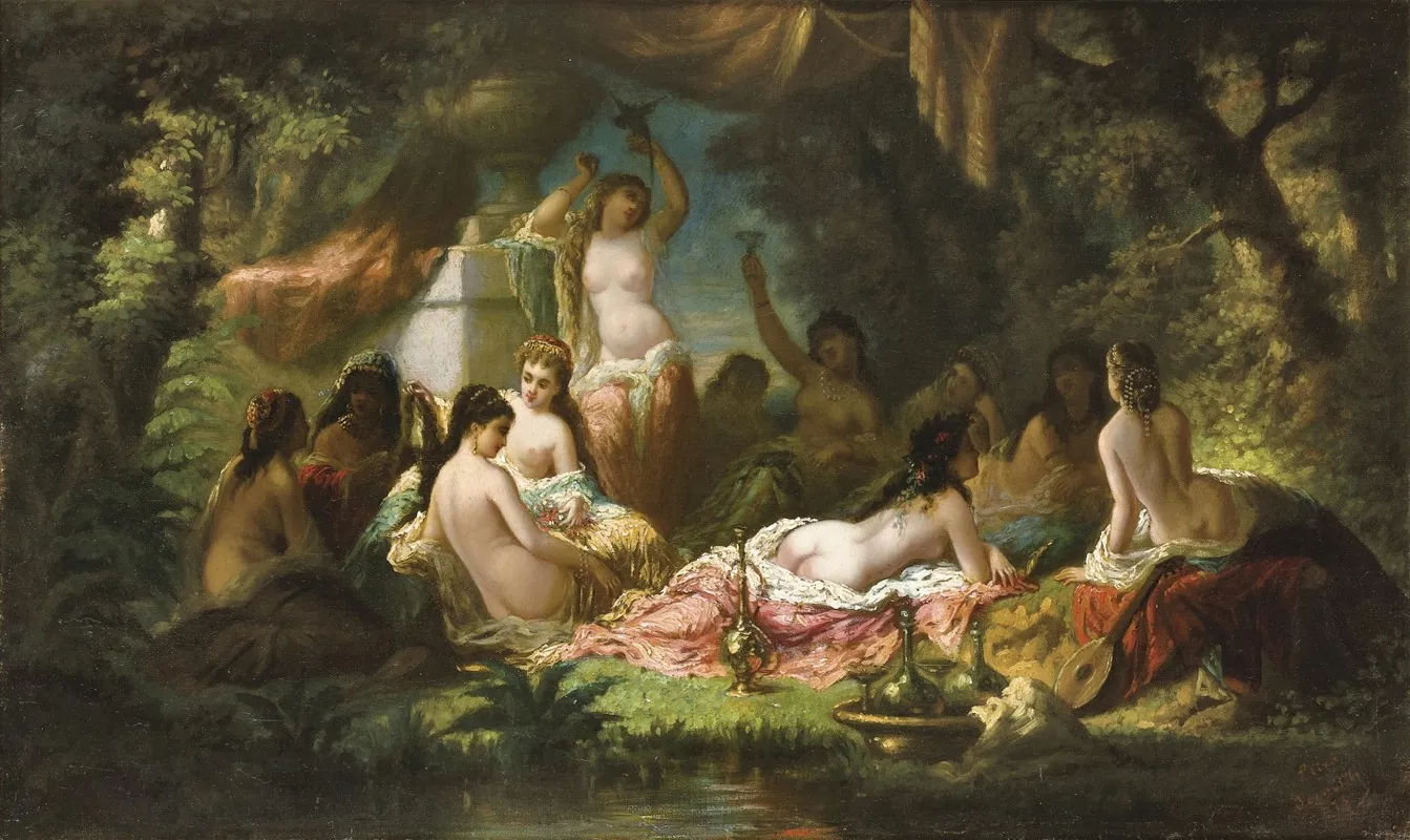 Femmes Nues Dans Un Jardin Ombrage Wall Art by Eliza Joinville - High-Resolution Digital Print