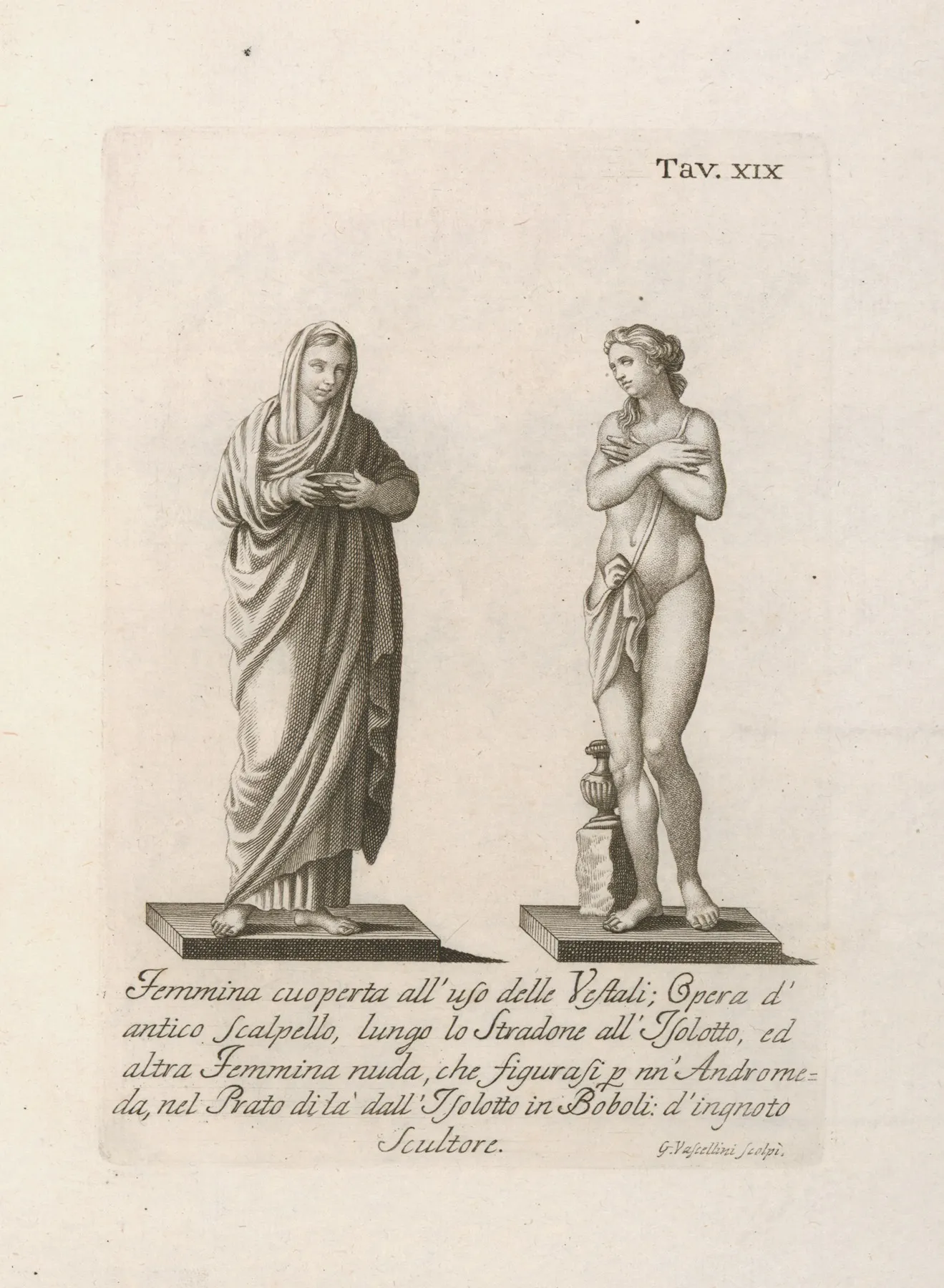 Femmina Cuoperta Allufo Delle Vestali Opera Dantico Scalpello Lungo Lo Stradone Allisolotto Wall Art by Gaetano Vascellini - High-Resolution Digital Print