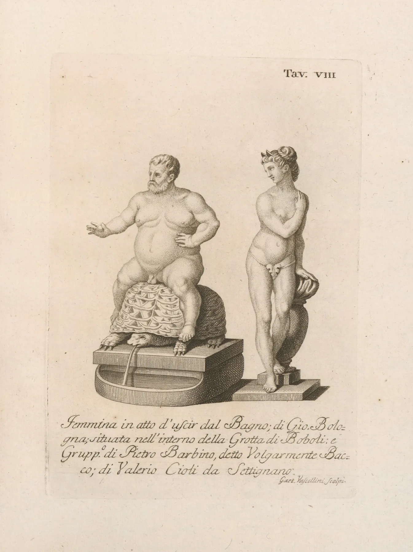 Femmina In Atto Duscir Dal Bagno Di Gio Bologna Situata Nellinterno Della Grotta Di Boboli Wall Art by Gaetano Vascellini - High-Resolution Digital Print